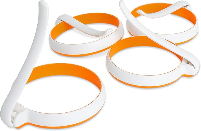 Silicone Egg Molds for Kids, Round Egg Ring for Frying Egg, Easy Clean Silicon Egg Rings Pack of 4, Nonstick Silicone Eggs Mcmuffin Maker Pancake Ring Kitchen Egg Fry Ring