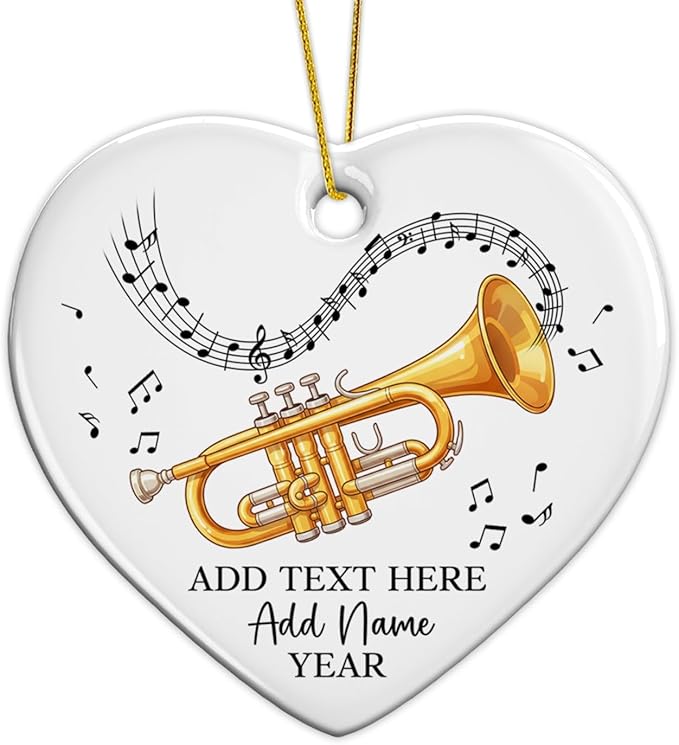Customized Cornet Player Ceramic Ornament Christmas 2026, Personalized Text/Name/Year Cornet Xmas Tree Ornaments, Music Instrument Themed Xmas Ornament Gift for Him Her, Music Lover Keepsake