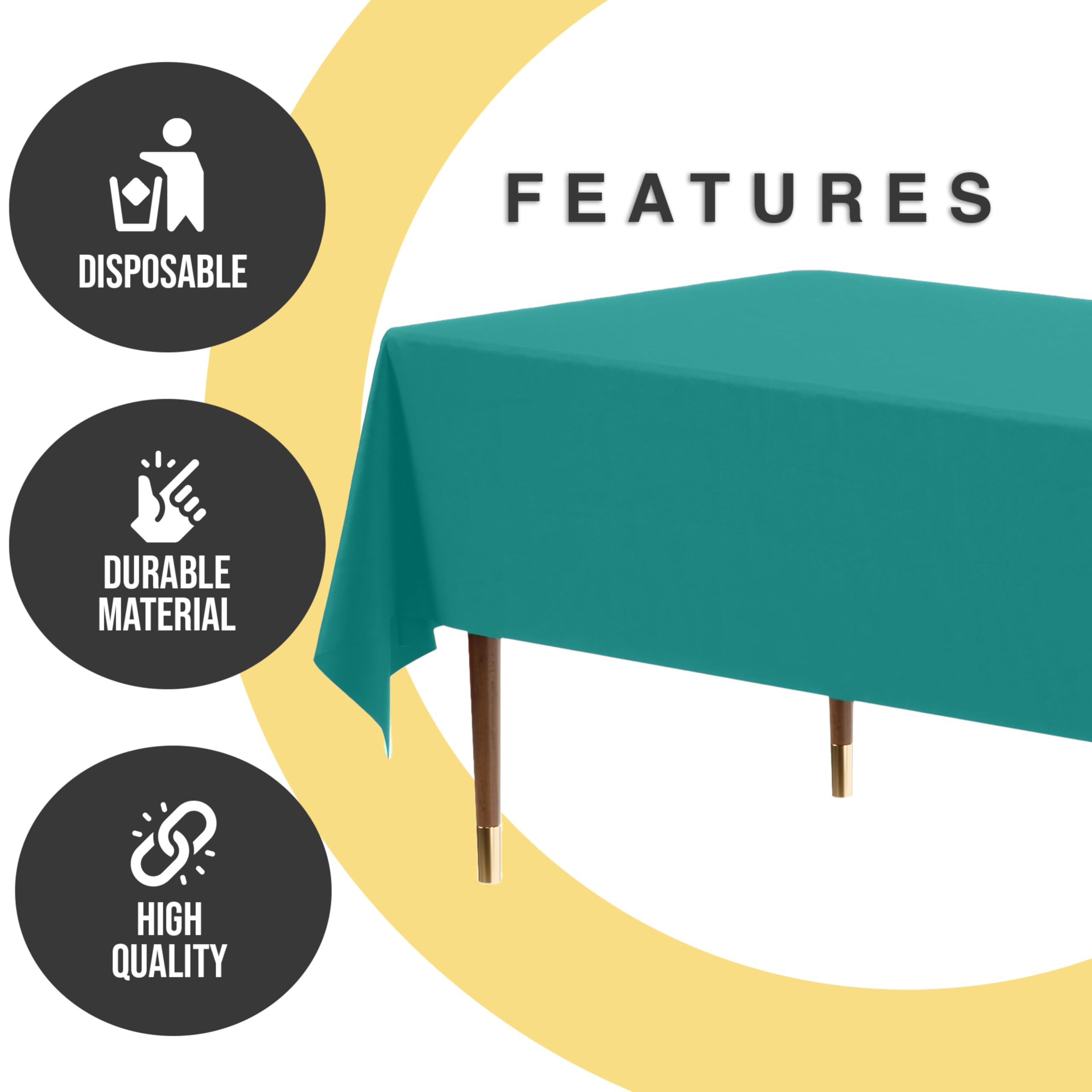 Exquisite 66% Thicker Premium Plastic Table Cloth Rectangle Table Cover 0.5 Mil 6 Pack Teal Table Cloth 54 Inch x 108 Inch Disposable Tablecloth Won't Tear Easily Like Cheap Thin Brands