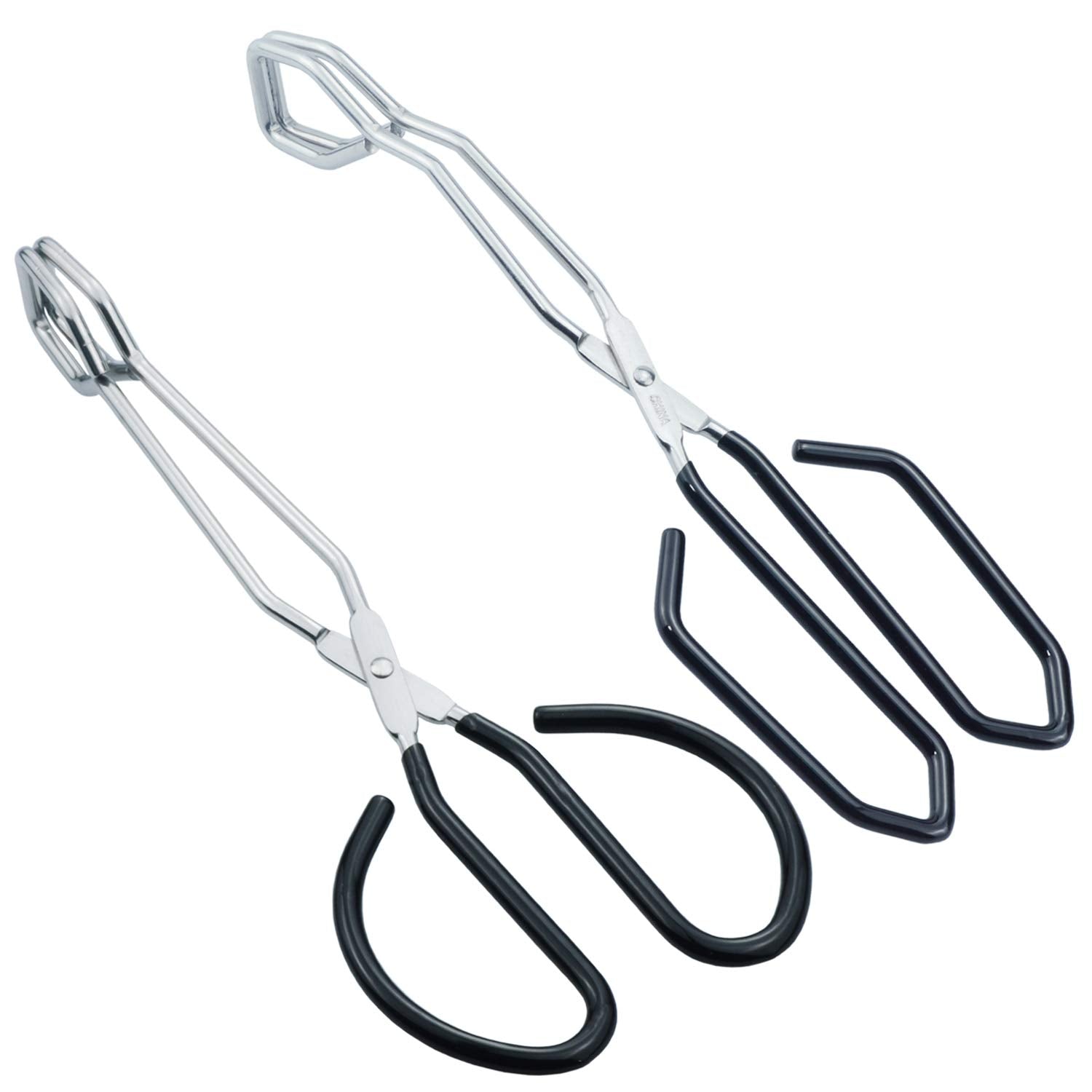 HINMAY Scissor Style Tongs 10-Inch and 11-Inch Set, Set of 2