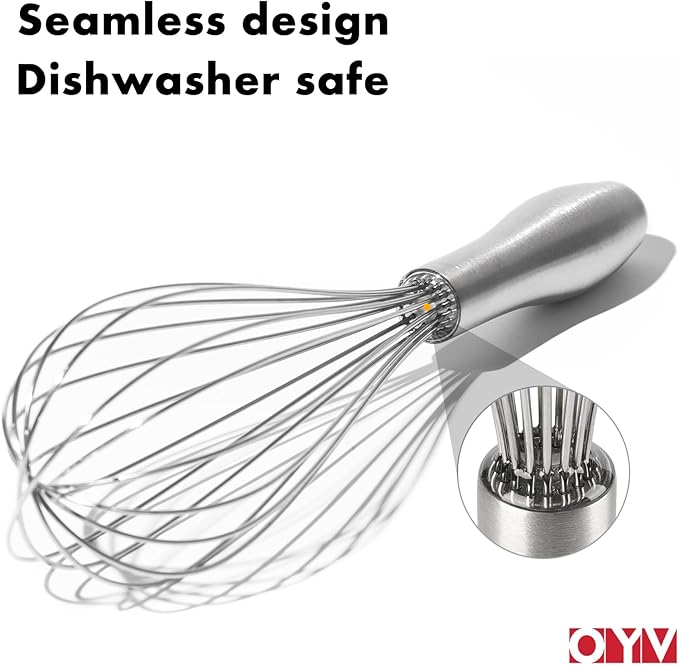 OYV 18/10 Stainless Steel Whisk, 12-Inch Metal Whisk, Ergonomic Handle