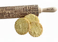 FOLK Embossed Rolling Pin. Wooden Embossing Rolling Pin With Folksy Flowers for Pottery and Cookies by Algis Crafts