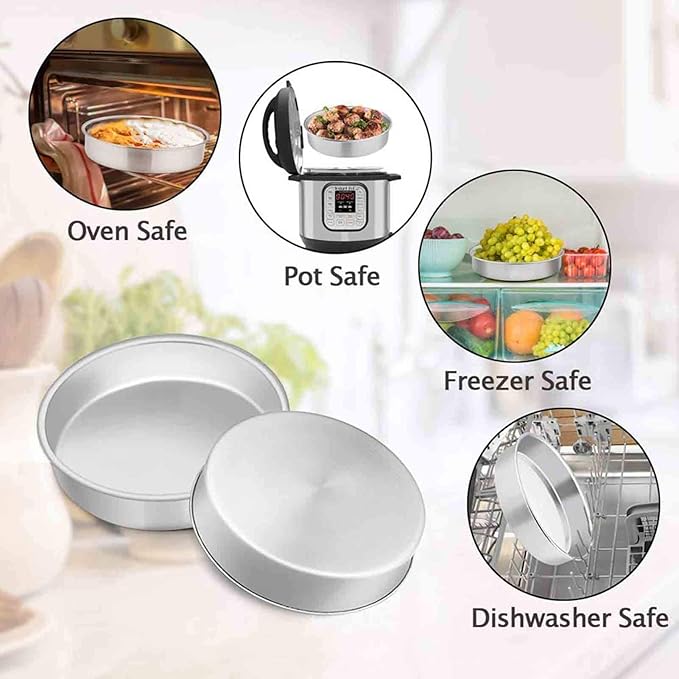 TeamFar 8 Inch Cake Pan Set of 2, Round Layer Cake Baking Pans Tins
