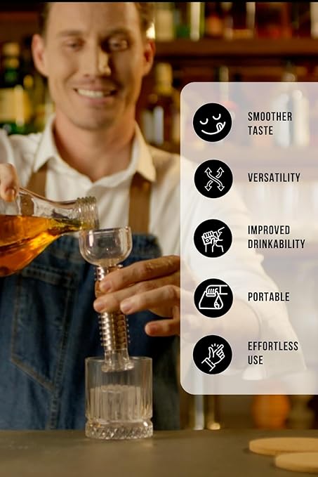 POUR a VIDA The Paz Magnetic Filtration Funnel - Stainless Steel Funnel for Smoother, Enhanced & Refined Drink Flavor - Premium Barware Essentials