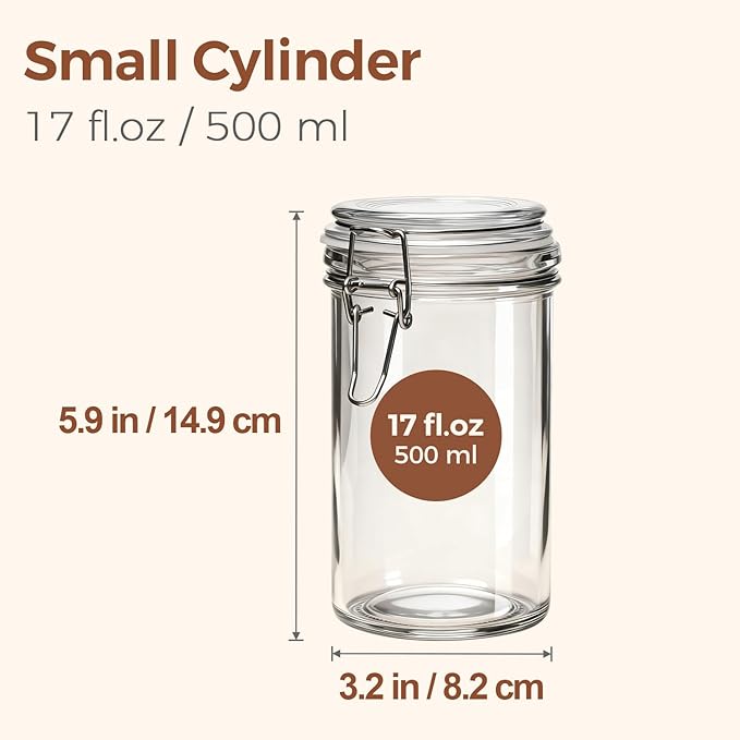 ComSaf Small 16 oz Glass Jars with Airtight Lids 6 Pack Pickling Pantry