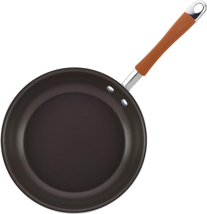 Rachael Ray Cucina Nonstick Cookware, Pumpkin Orange Pots and Pans Set, 12-Piece