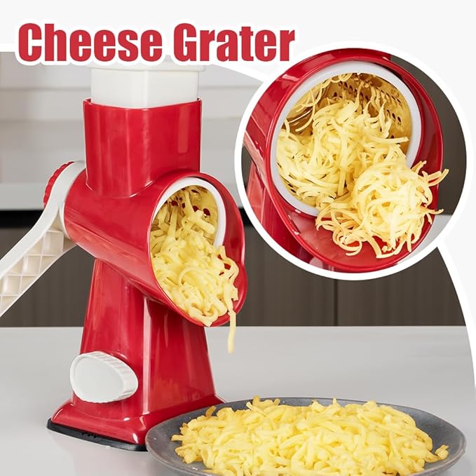 EDEFISY Cheese Grater Hand Crank Rotary Vegetables Shredder with Handle
