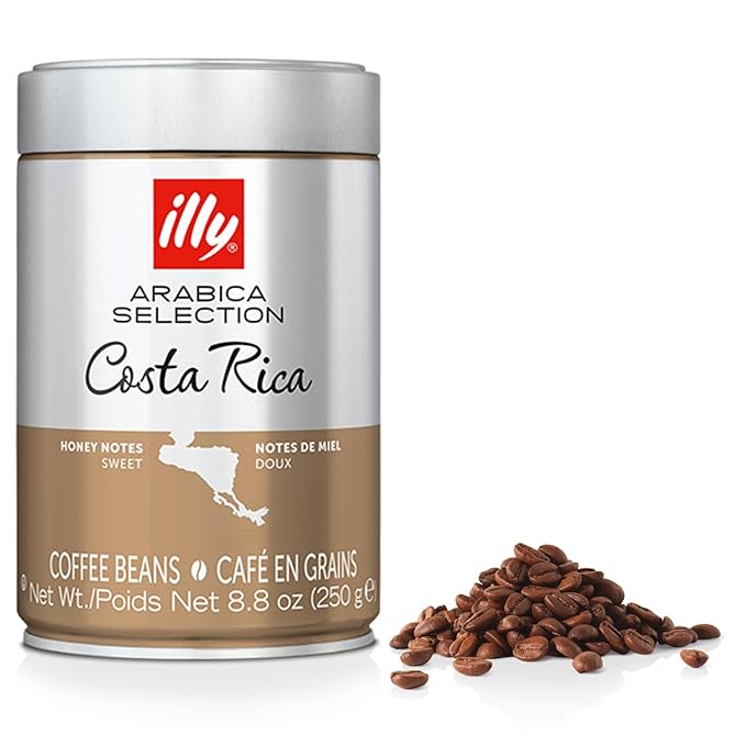 illy Whole Bean Coffee - Perfectly Roasted – Costa Rica Medium Roast - with Notes of Honey, Vanilla & Citrus - 100% Arabica Beans - No Preservatives – 8.8 Ounce