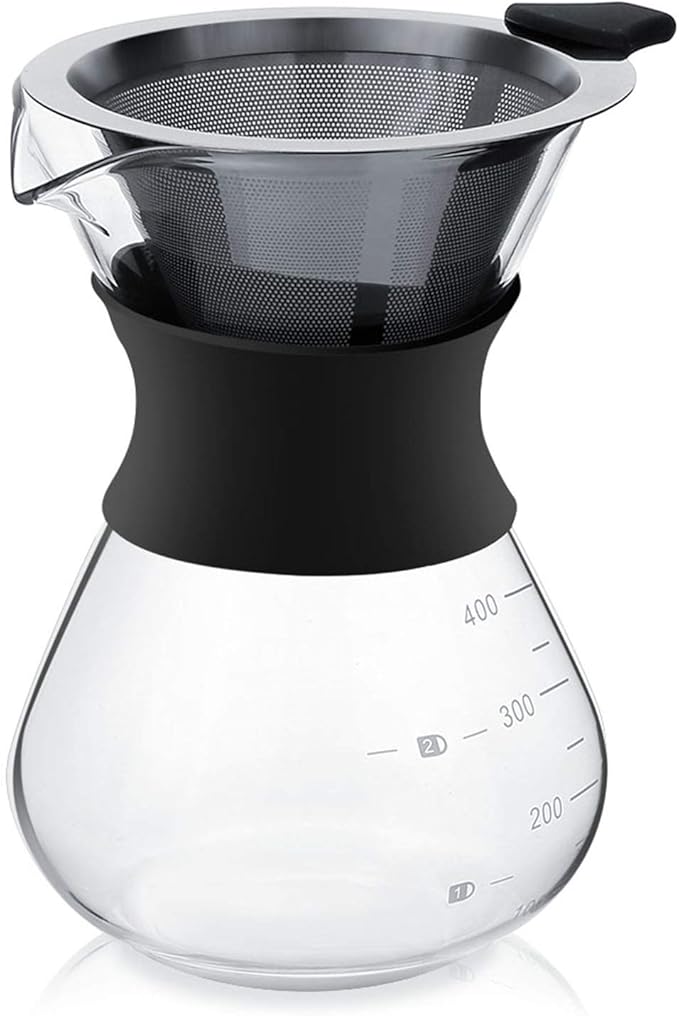Joyzan Pour Over Coffee Maker, High-Heat Paperless Glass Drip Dripper 400ML