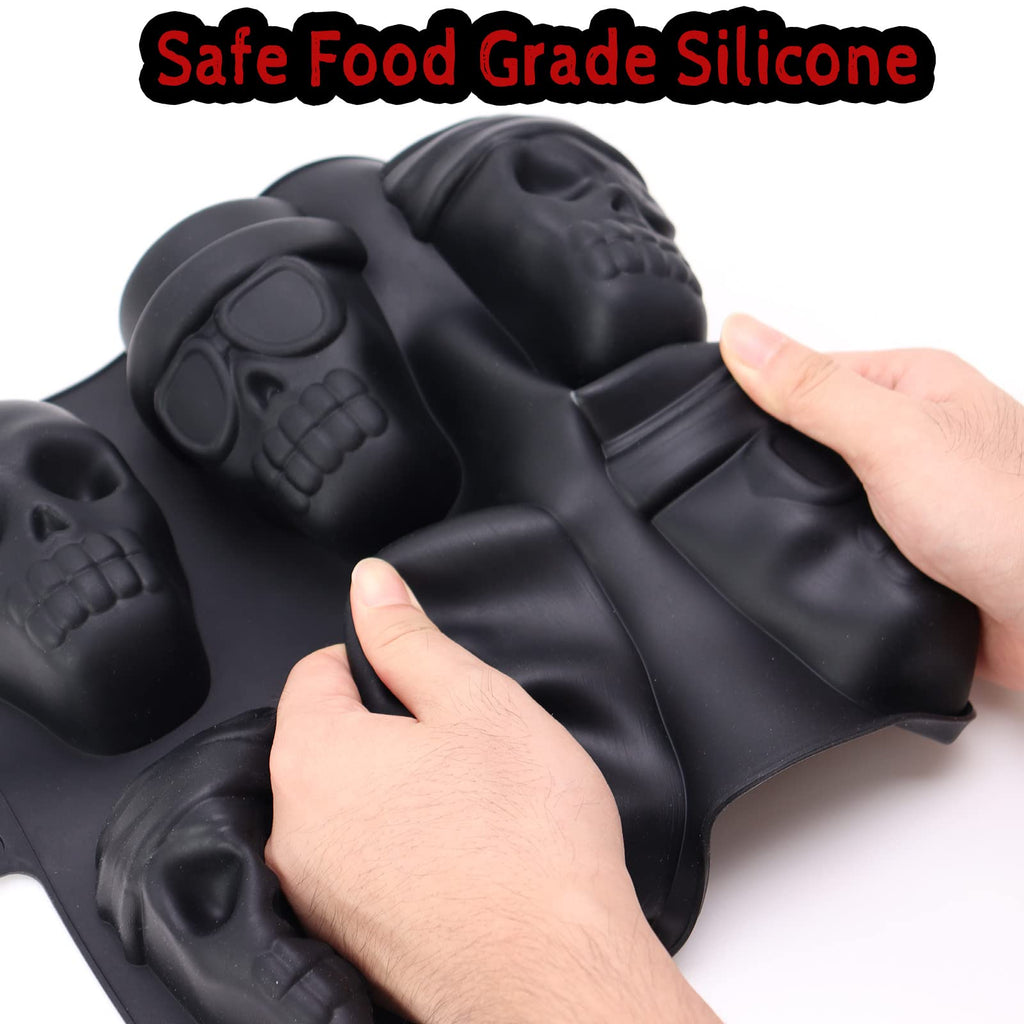 Halloween Baking Skull Cake Pan Molds, Silicone Pirate Cakelet Tin