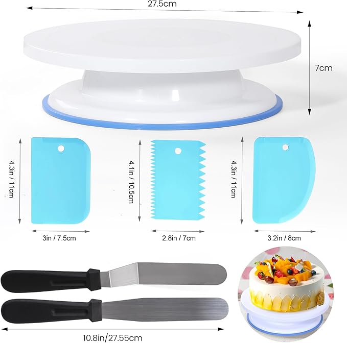 Uten Cake Decorating Supplies Kit 60pcs, with Turntable Cupcake Stands