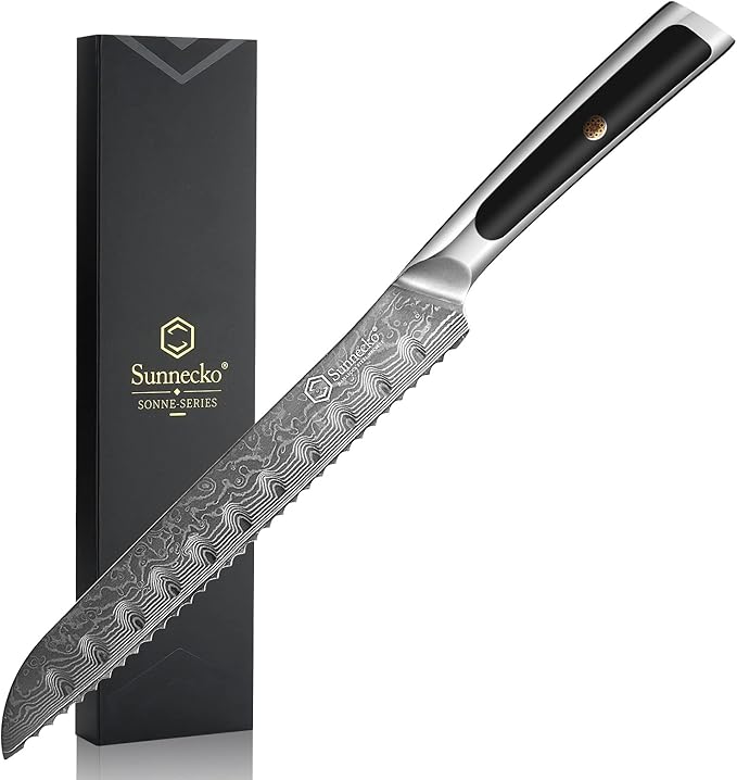 Sunnecko Damascus Kitchen Knife Set, Chef Knife Set Professional 8 Inch