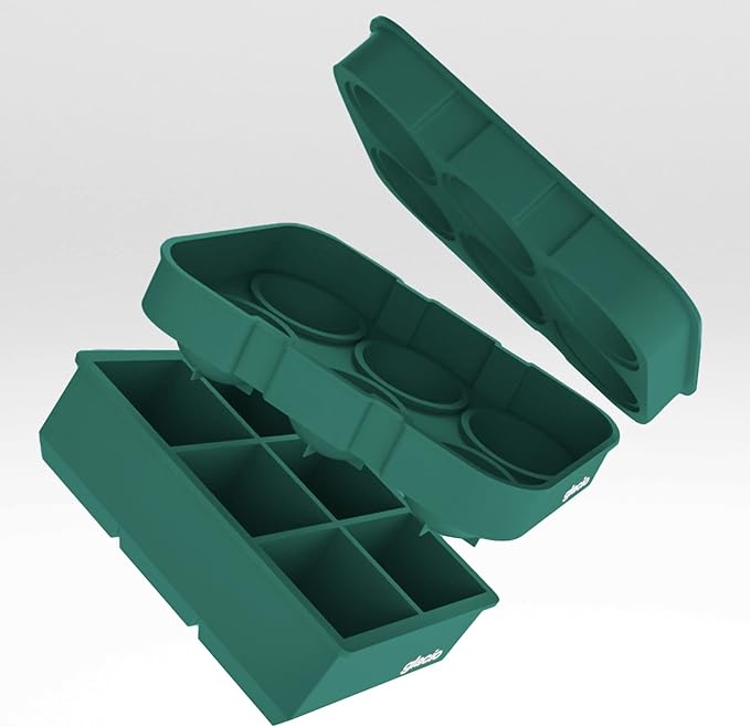 Silicone Ice Cube Trays with Lids, Large 2 Inch Cubes & Spheres Set