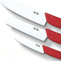 Vos Ceramic Knife Set in Elegant Gift Box, Ceramic Knives Set For Kitchen, Ultra Sharp Kitchen Knife Set with Covers, 4" 5" 6" Paring, Santoku & Chef Knife, Lightweight, Dishwasher safe (Red Handle)