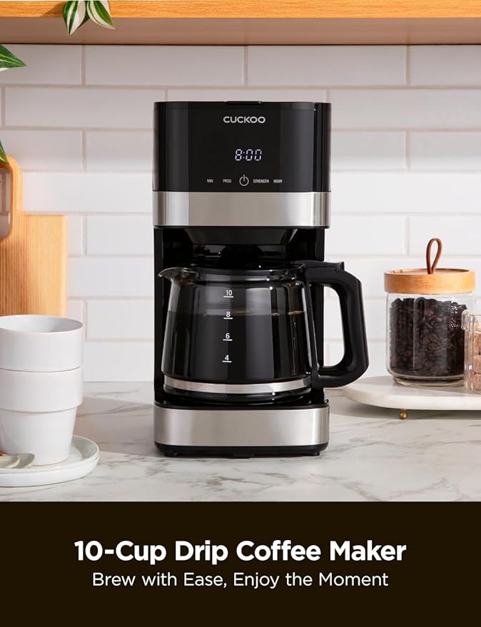 CUCKOO 10-Cup Programmable Drip Coffee Maker with Glass Pot, CCM-BD011B
