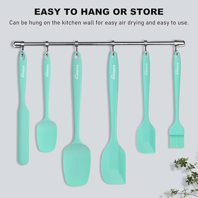 NileHome 6 Pieces Silicone Spatula Set with Silicone Brush,Turquoise