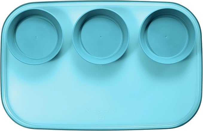 madesmart dipware 3 Bowl Serving Tray, Stackable & Removable Dip Bowls for Charcuterie, Guacomole, Snacks, Veggies, Premium Dishwasher & Microwave Safe, Multipurpose Plate & Bowl, Turquoise