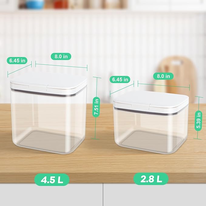 2 Pack Flour Sugar Storage Containers with Pop-to-Flip Lid 2.9 Qt + 4.75 Qt