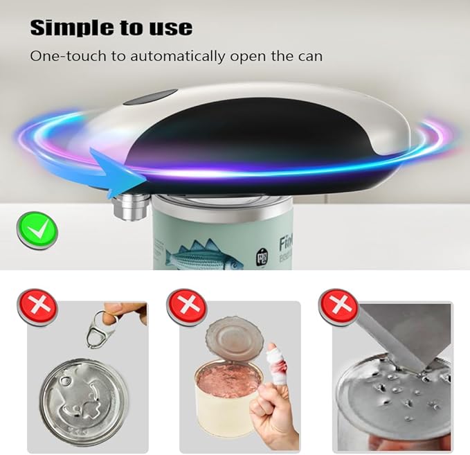 ZEUSORA Electric Can Openers in 2026: Automatic Can Opener Electric with Rechargeable. The Can Opener Creates A Smooth Edge, Making It The Best Gift for Seniors And Kids. White