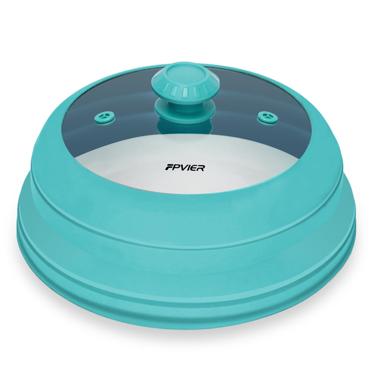 Microwave Splatter Cover, Vented Silicone & Glass Anti-Splatter Lid with Handle, Collapsible Food Plate Cover Fits 6–8 Inch Plates and Bowls (Blue, 9inch)