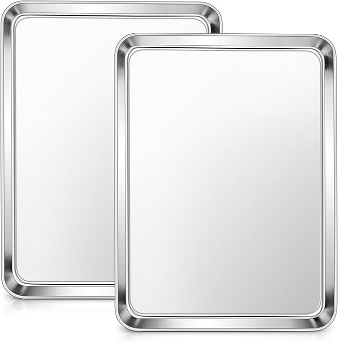 E-far Stainless Steel Baking Sheet Set of 2, 16” x12” x 1” Cookie Sheet Pan