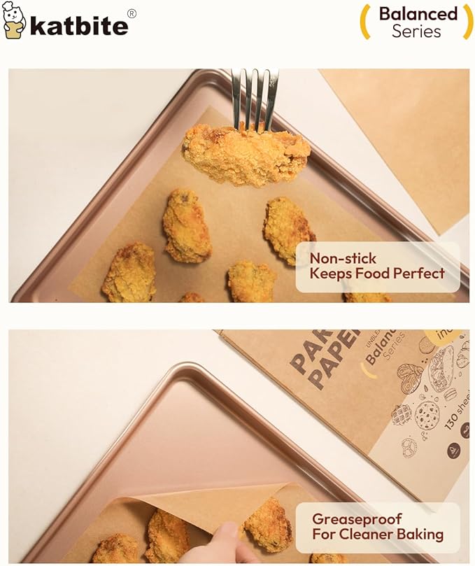 Katbite 9x13 Inch Parchment Paper Sheets 130PCS, Unbleached Non-Stick