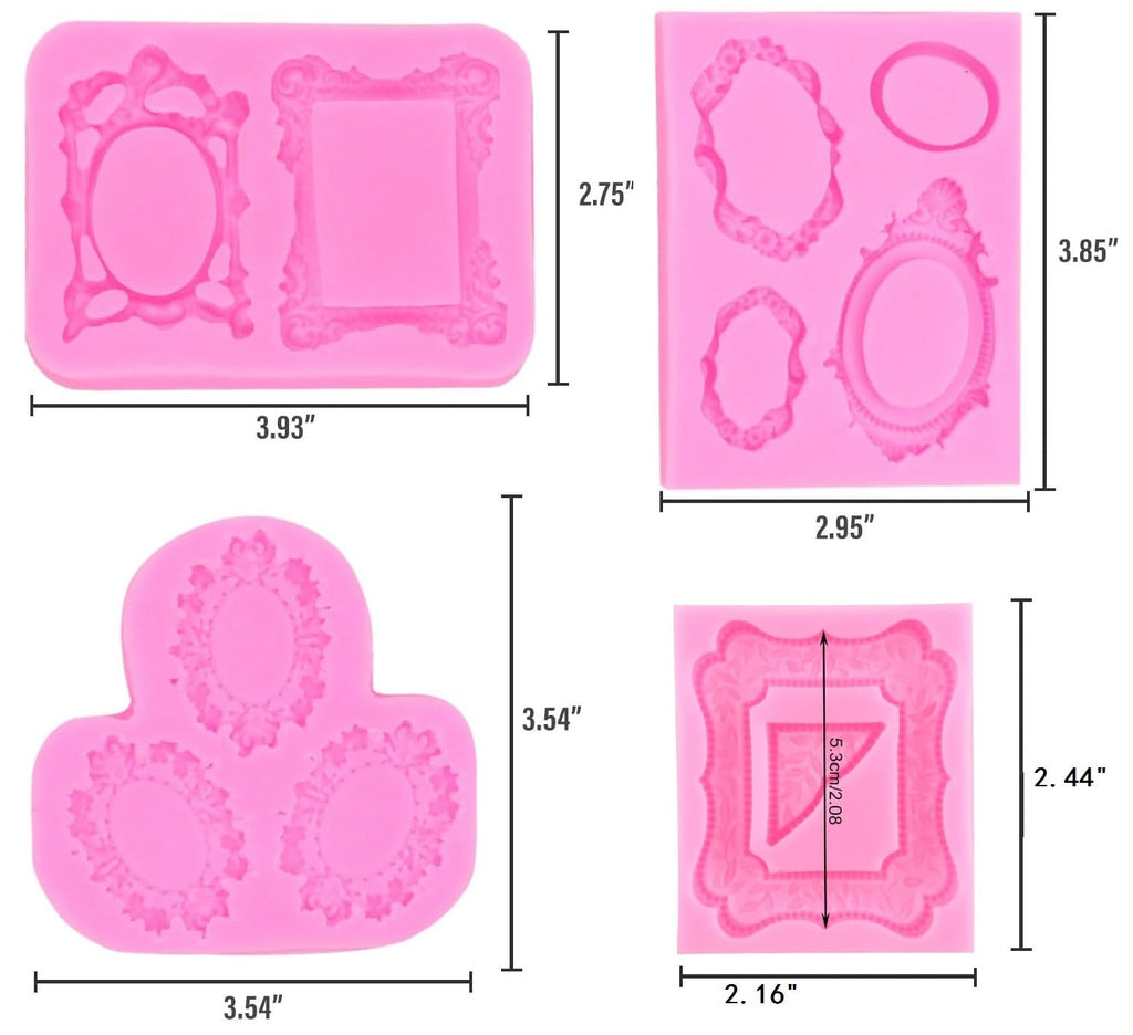 Photo Frame Fondant Molds Picture Frames Chocolate Silicone Mold Vintage Frame Molds for Cake Pop Puck Decorating Cupcake Topper Candy Polymer Clay