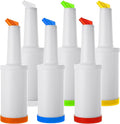 6Pack Fruit Juice and Liquor Pour Bottles, Colorful Juice Pouring Bottle Containers, Plastic Juice Pour Bottles for Liquor Juice, Plastic Juice Dispensers for Home Party Bar Kitchen Supplies