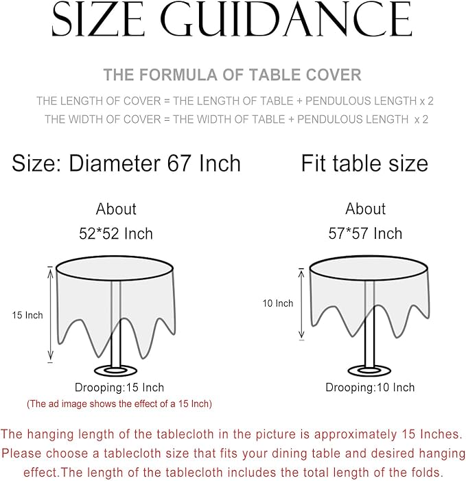 patdrea Elegant French Linen Tablecloth,Round,Diameter 67"-Puno