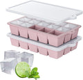 Silicone Ice Cube Tray 2 Pack, HANCELANT Ice Cube Mold, Ice Trays for Freezer with Lid for Whiskey, Cocktail, Drinks and Food, Freezer, BPA Free, Easy Release