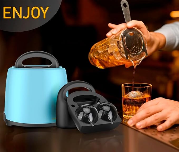 LEMONSODA Premium Clear Ice Ball Maker, 2 Large 2.5 Inch Sphere Ice Mold