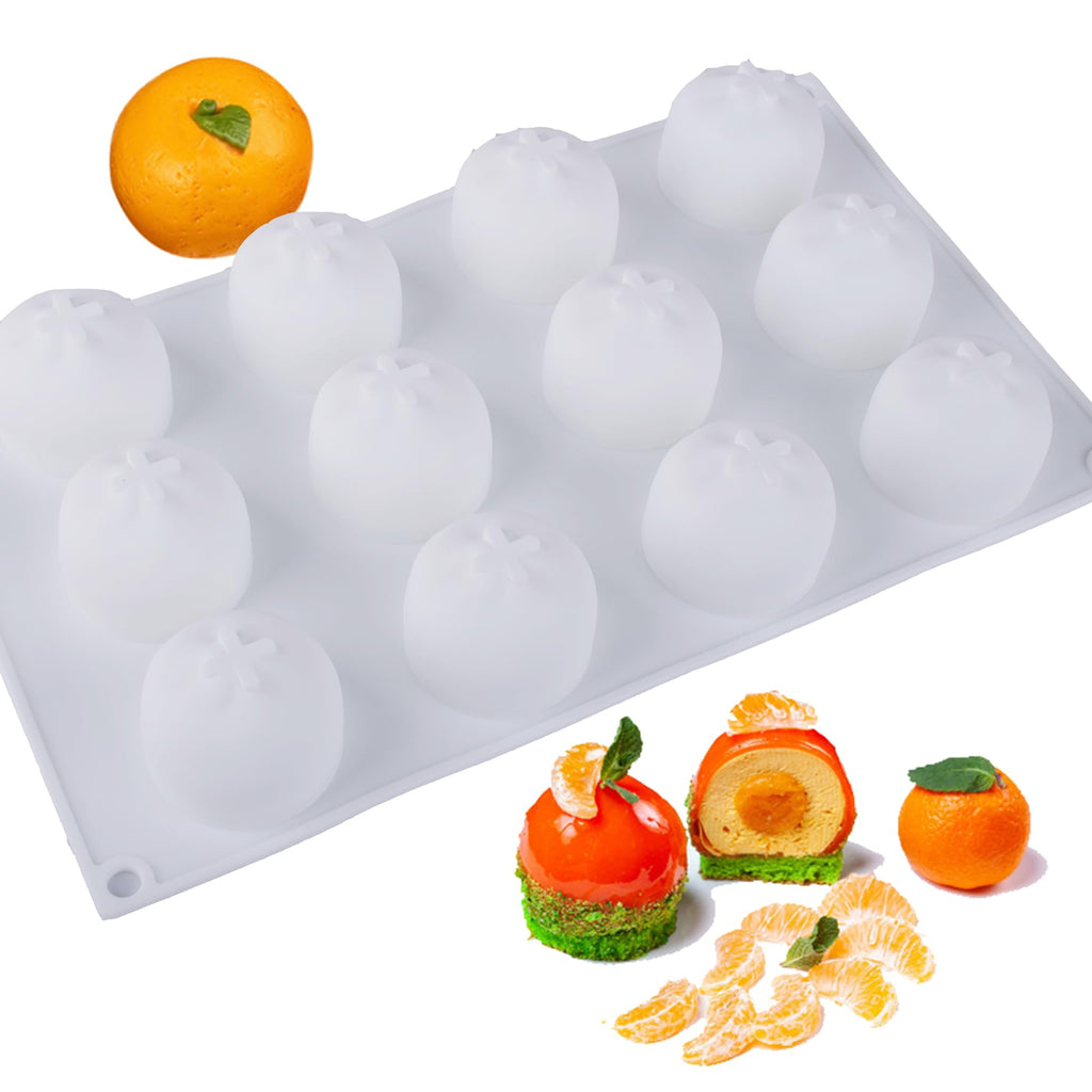 OCPO Kitchen Orange Silicone Mold for Baking Mousse Cake, 12 Cavities