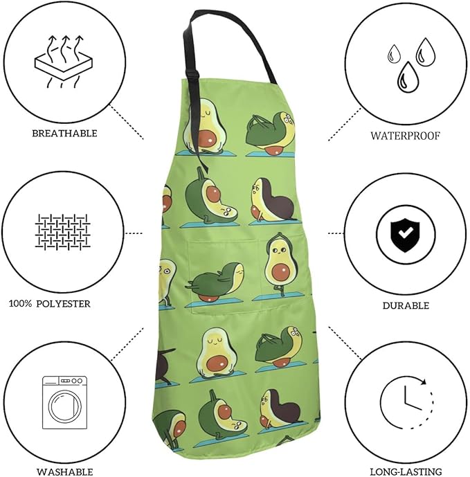 Wisedeal Yoga Avocado Apron, Waterproof Fabric, Adjustable Drawstring