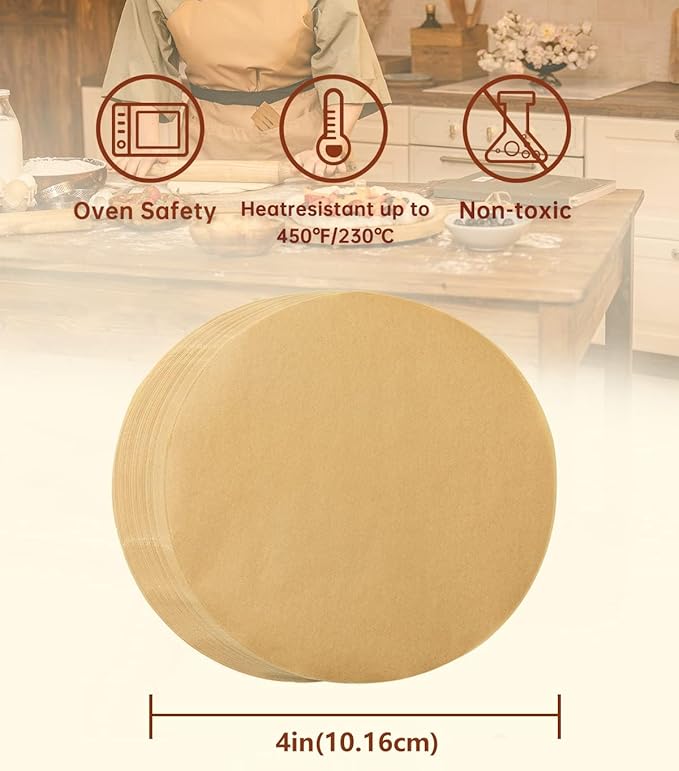 Katbite Parchment Paper Rounds, Non-Stick Heavy Duty, 4 Inch 200Pcs