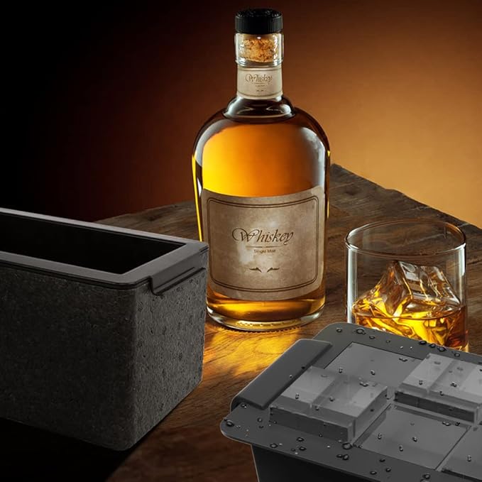 TINANA Upgrade 2 Inch Clear Ice Cube Tray Make 8 Large Square Crystal Ice Cube Maker for Cocktail, Whiskey & Bourbon Drinks, Gifts for Men