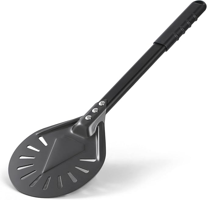 Leightszen 9” Pizza Turning Peel - Pizza Turner - Restaurant-Grade Aluminum Perforated Pizza Peel Lightweight Metal Outdoor Pizza Oven Accessories