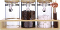 Matifaner Glass Coffee Storage Containers with Bamboo Shelf,Ground Coffee Holder Jars,Airtight Glass Countertop Storage Jar Canisters with Spoon for Coffee,Loose Tea,40 Fluid-oz,Pack of 3