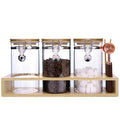 Matifaner Glass Coffee Storage Containers with Bamboo Shelf,Ground Coffee Holder Jars,Airtight Glass Countertop Storage Jar Canisters with Spoon for Coffee,Loose Tea,40 Fluid-oz,Pack of 3