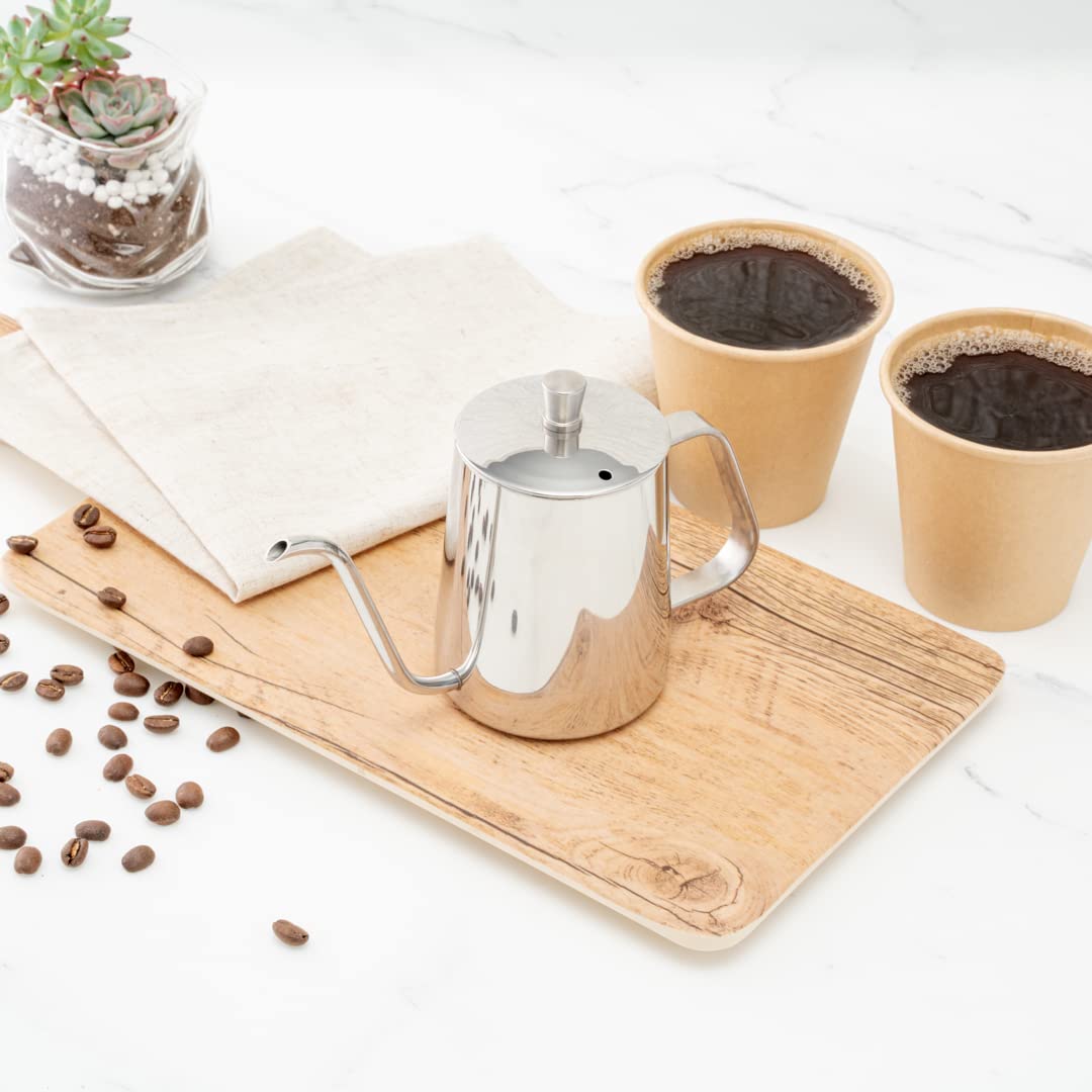 Restaurantware Pour Over Kettle Pack of 1 Stainless Steel 12 oz Precision Spout Gooseneck Coffee Kettle With Ergonomic Handle, Corrosion-Resistant for Artisan Brewing, Silver