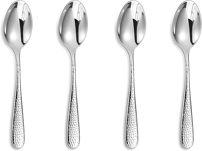 KEAWELL Premium Louise Hammered 4-Piece Small Spoon Set (5.6" Small Spoons)
