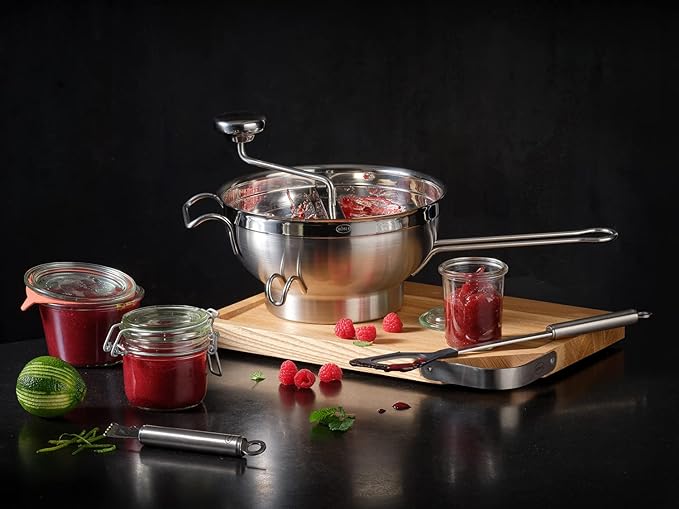 Rosle 16252 Stainless Steel Food Mill with Handle, Bowl Rests & 2 Grinding Disc Sieves