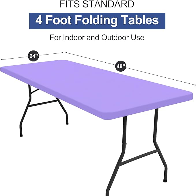 homing Rectangle Table Cloth Cover, Water-Resistant Polyester Elastic Fitted Tablecloth, Fits for 4 Foot Folding Tables, Washable Table Protector for Picnic, Camping, Outdoor (Lavender, 24" x 48")