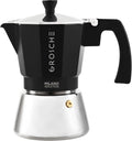 GROSCHE Milano Induction Stovetop Espresso Maker Moka Pot 6 Cup (Black)