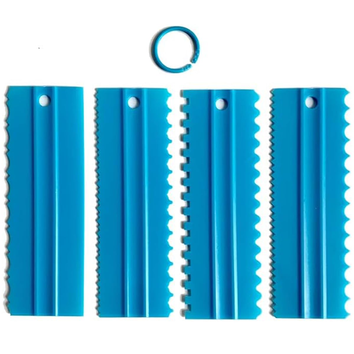 CEWIFO Cake Scrapers Set Decorating Comb and Icing Smoother, Plastic Sawtooth Scraper Polisher Butter Mousse Cream Cake Edge DIY Tool -8 Design Textures (Blue)