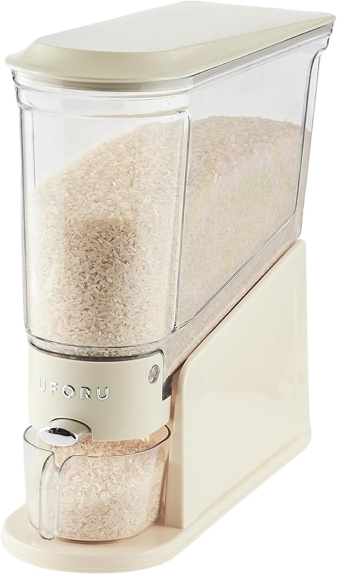 UFORU Slim Rice Dispenser 11 LB,Clear Rice Storage for Small Spaces