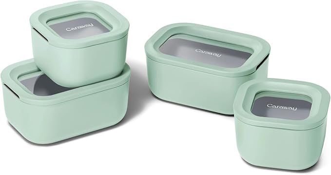 Caraway Mini Food Storage 9-Piece Set, Glass Storage Containers for Food