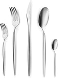 Karaca Lizbon - 18/10 Stainless Steel Silverware Set for 12, 60 Piece Heavy Duty Flatware Set, Dishwasher Safe Modern Cutlery incl. Kitchen Forks, Spoons, Knives Eating Utensils Sets - Platin