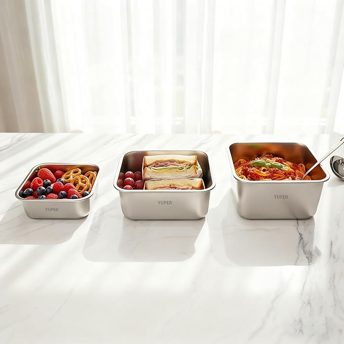 YUPER Stainless Steel Food Storage Containers, 3 Pack (40+67+88OZ)
