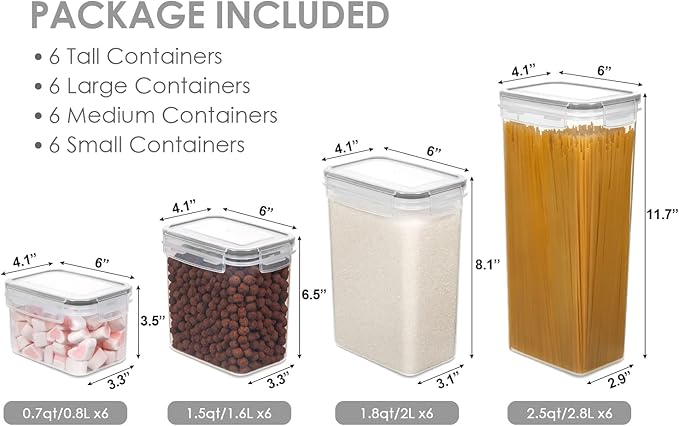 Vtopmart Airtight Food Storage Containers with Lids, 24 pcs, Gray