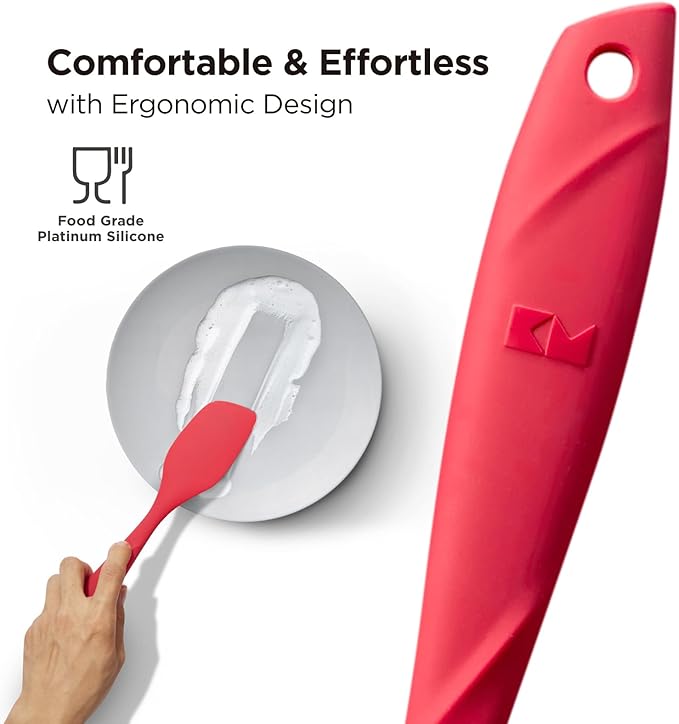 Kitchen Mama WaltzGrip Platinum Silicone Scraping Spatula, Red